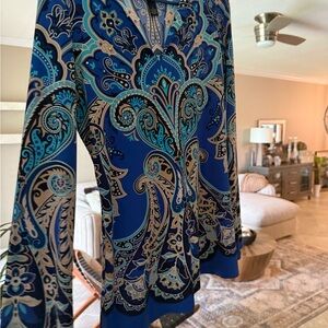 INC International Concepts Blue Paisley Top